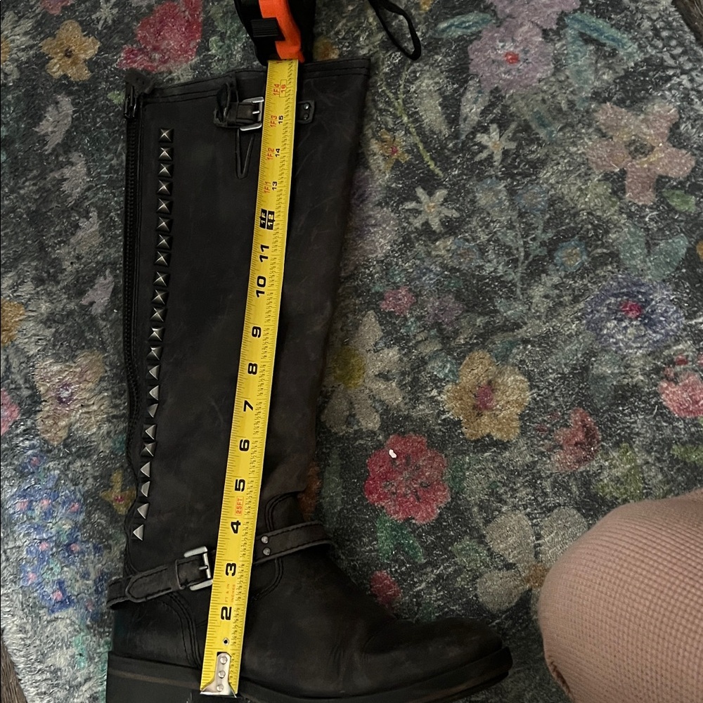 Black Studded Knee-High Boots - Picture 4 of 9